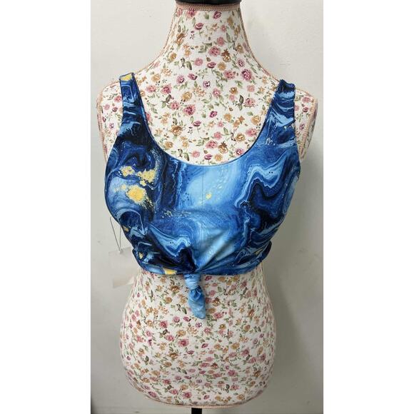 Gaiam Women's Flow Blue Shadow Marble Print Bra Tank Top Yoga Workout m - Picture 1 of 6